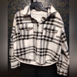 Joie Black and White Plaid Top